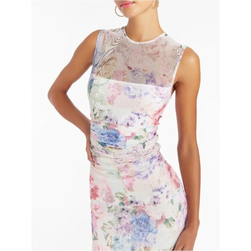 Amanda Uprichard Lyle Sheer Floral Midi rouged pastel Dress Womens MD bridal EUC - Picture 2 of 16